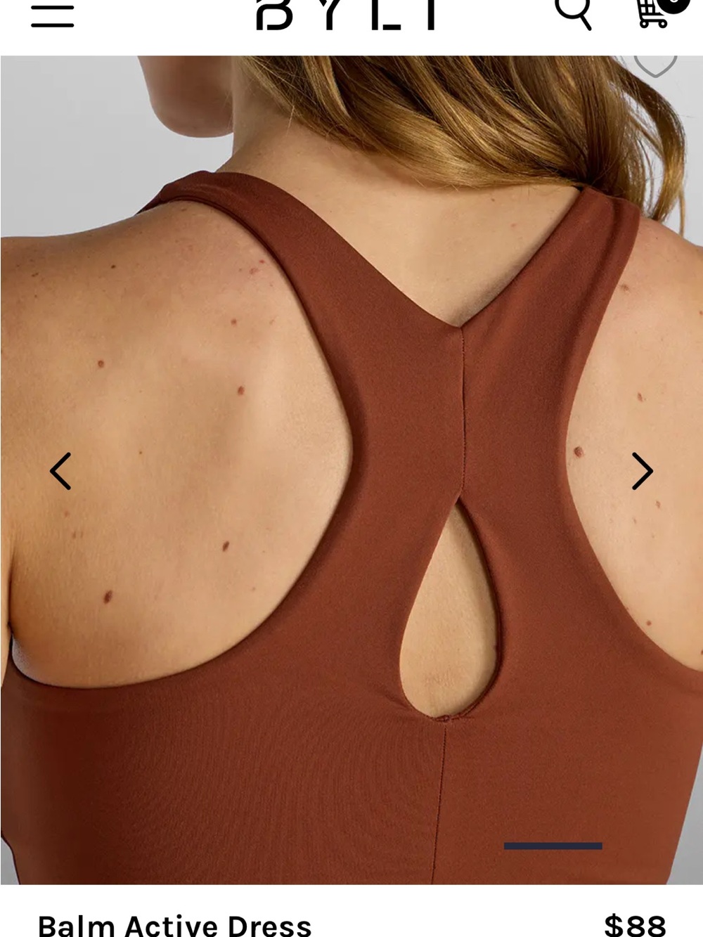 BYLT Basics Balm Active Square-Neck Mini Dress in Mahogany - Picture 6 of 10